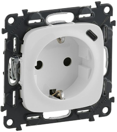 Розетка с заземлением +1xUSB без рамки Legrand Valena Allure 1-м. шторки белый картинка